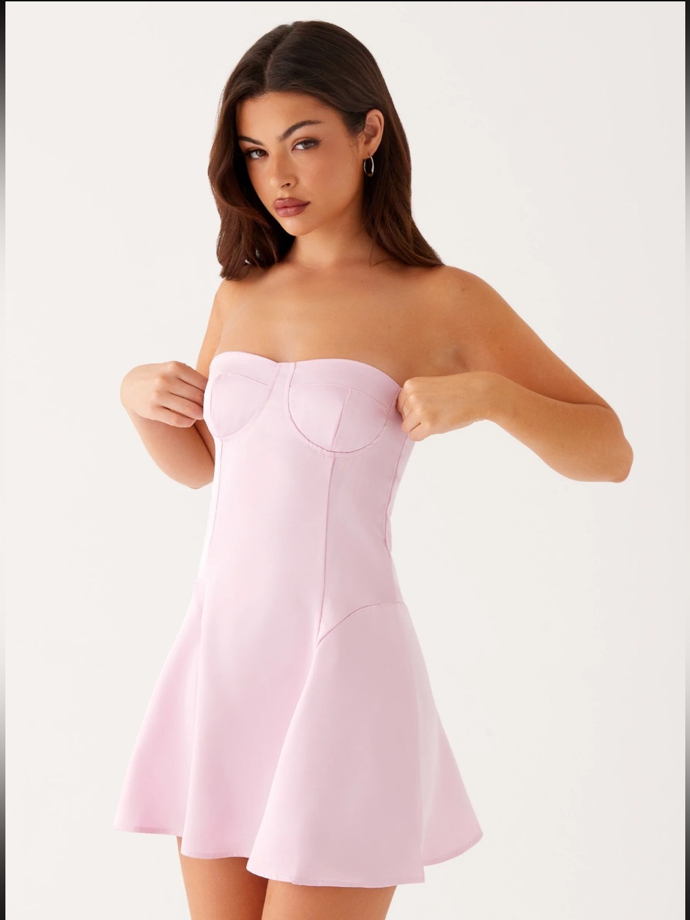 Peppermayo Lilac Strapless Satin Mini Dress